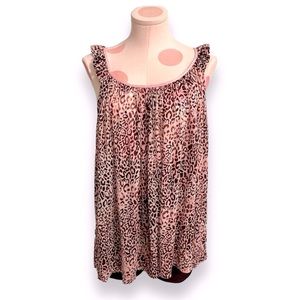 Victoria’s Secret Pink and Brown Cheetah Print Lingerie Top with Ruffled Sleeves